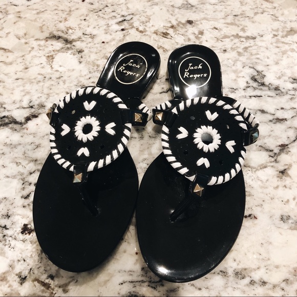 Jack Rogers Shoes - Jack Rogers Georgica Jelly Sandals Black White 6